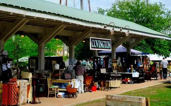 Outdoor market under the Covington pavilion