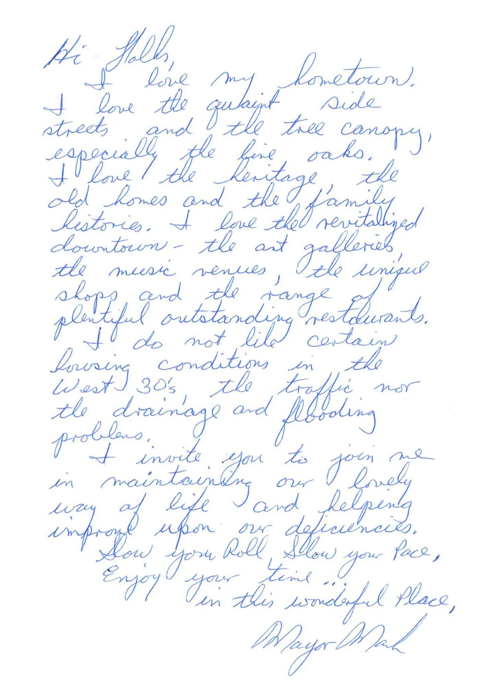 Welcome letter from Mayor Mark Johnson